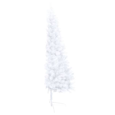 vidaXL Dirbtinė pusinė Kalėdų eglutė su stovu, balta, 120cm, PVC