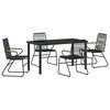 vidaXL Sodo valgomojo komplektas 5 pcs Juoda
