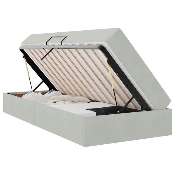 vidaXL Lova su daiktų laikymo vieta ir čiužiniu &Scaron;viesiai pilka
