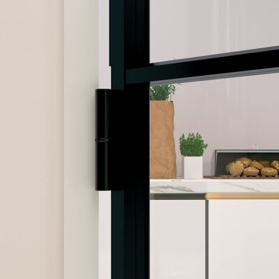 vidaXL Vidaus durys, juodos, 83x201,5cm, grūdintas stiklas/aliuminis