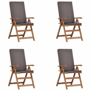 vidaXL Sodo Kėdė su pagalve 4 pcs Ruda 57 x 71.5 x 104cm