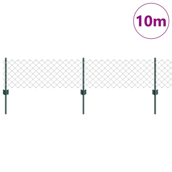 vidaXL Tvora su stulpais Žalia 0,4 x 10 m Plienas ir PVC