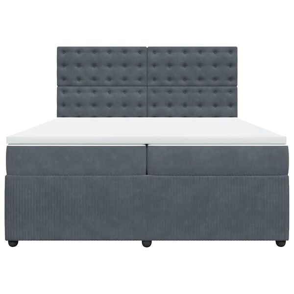 vidaXL Lova su spyruoklėmis ir čiužiniu, pilka, 200x200 cm, aksomas