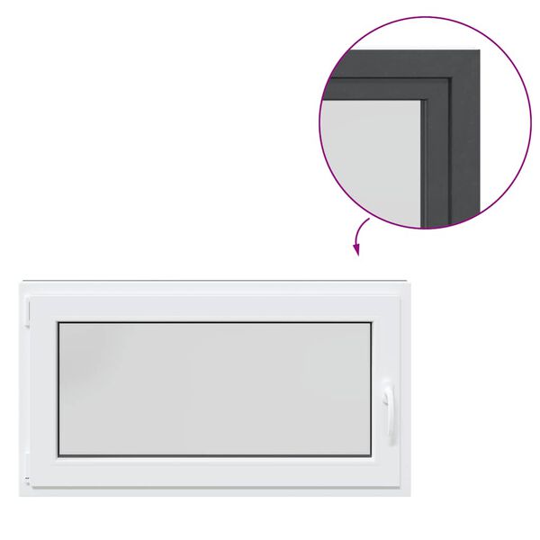 vidaXL Rūsio langas "RISOR", 110x50 cm, atverčiamas ir pasukamas, DIN, kairinis, antracito spalvos