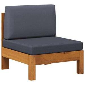 vidaXL Vidurinė sofos dalis su tamsiai pilkomis pagalvėmis, akacija