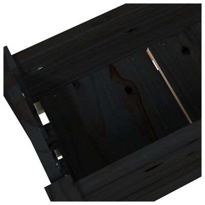 vidaXL Lovelis, juodas, 77x25x104,5cm, pušies medienos masyvas
