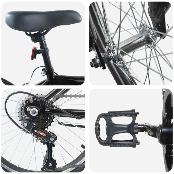 vidaXL Vaikų Dviratis 20 Colių 6-Speed 6-11 metų amžiaus Juoda