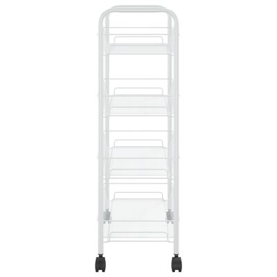 vidaXL Virtuvės vežimėlis, 4 aukštų, baltas, 46x26x85cm, geležis