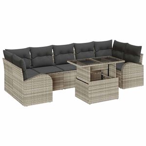 vidaXL Sodo Sofų Rinkinys su pagalve 8 pcs &Scaron;viesiai pilka Poli ratanas