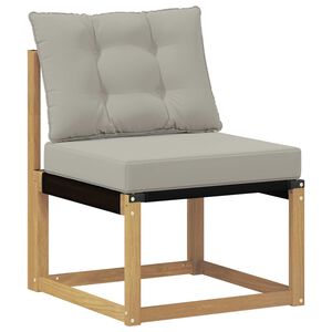 vidaXL Lauko Vidurinis Sofa Kietas akacijos medis ir tekstilenas Balta