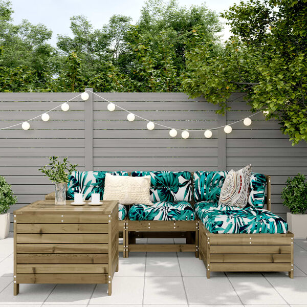 vidaXL Sodo sofos komplektas, 5 dalių, impregnuota pu&scaron;ies mediena