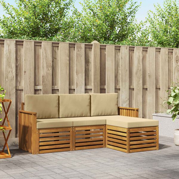 vidaXL Sofų komplektai su pagalve 4 pcs Natūralus ir bežinis