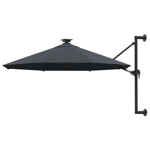 vidaXL Prie sienos montuojamas sodo skėtis su LED, antracito, 300cm