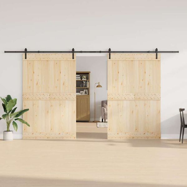 vidaXL Stumdomų durų įrangos rinkinys, juodos sp., 427 cm, plienas