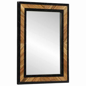 vidaXL Sieninis veidrodis Stačiakampio Juoda ir Ruda 70 x 2 x 70 cm