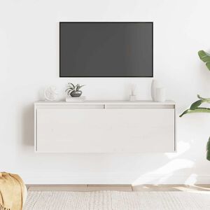 vidaXL Sieninė spintelė, balta, 100x30x35cm, pu&scaron;ies medienos masyvas