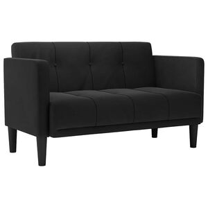 vidaXL Dvivietė sofa, juoda, 111 cm, aksomas