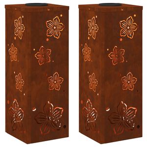 vidaXL Saulės LED &scaron;aligatvio &scaron;viesa 2 vnt. &Scaron;ilta balta 18 x 18 x 50 cm