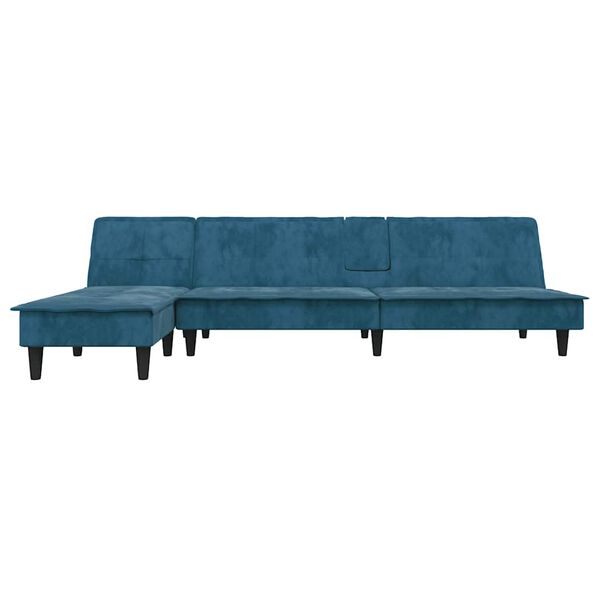 vidaXL L formos sofa-lova, tamsiai žalia, 255x140x70cm, aksomas