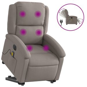 vidaXL Atsistojantis elektrinis masažinis krėslas, taupe, audinys