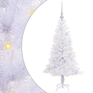 vidaXL Dirbtinė Kalėdų eglutė su 150 LED Balta 120 cm PVC ir plienas