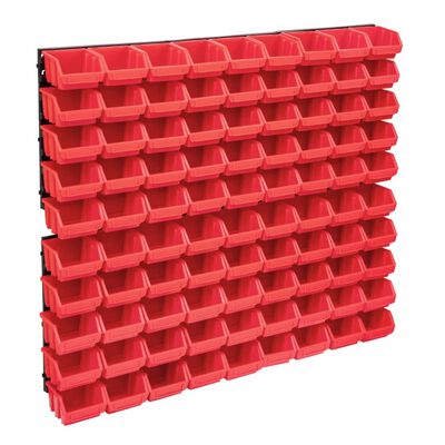 vidaXL Sandėliavimo dėžių rinkinys, 96 dalių, raudonas ir juodas