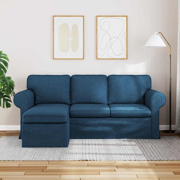 vidaXL Sofa Mėlyna Bendri matmenys: 195 x 138 cm (P X G x A) Aksomas