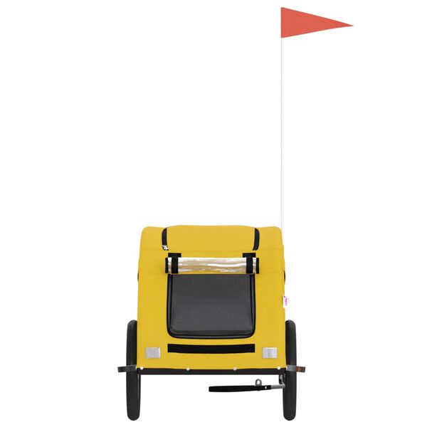 vidaXL Dviračio priekaba augintiniams, geltona, audinys/geležis