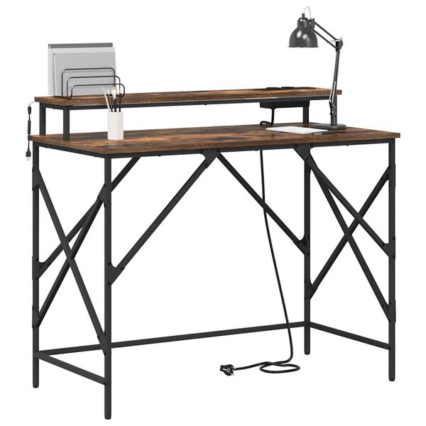 vidaXL Stalas Rūkyta ąžuolas 100 x 50 x 86,5 cm Apdirbta mediena