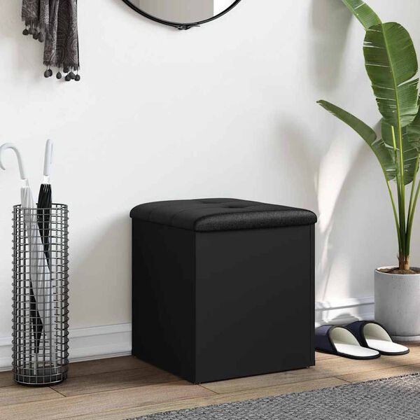 vidaXL Suoliukas-daiktadėžė, juodas, 42x42x45cm, apdirbta mediena