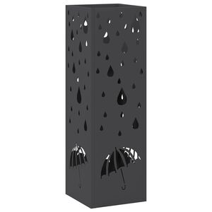 vidaXL Lietaus skėtis stovas Juoda 15,5 x 15,5 x 49 cm Plienas