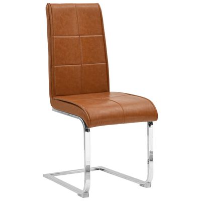 vidaXL Gembinės valgomojo kėdės, 6vnt., rudos, dirbtinė oda, blizgios