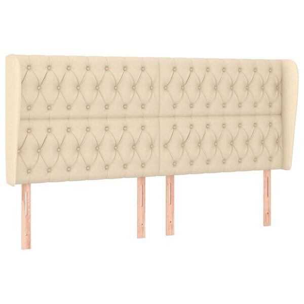 vidaXL Galvūgalis su auselėmis, kreminis, 203x23x118/128cm, audinys