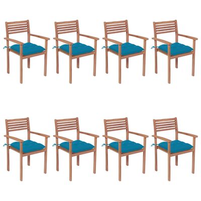 vidaXL Sudedamos sodo kėdės su pagalvėlėmis, 8vnt., tikmedžio masyvas