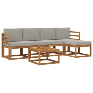 vidaXL Lauko sofos komplektas 6 pcs Natūrali ir &scaron;viesiai pilka