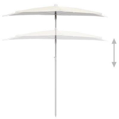vidaXL Pusapvalis sodo skėtis su stulpu, smėlio spalvos, 180x90cm