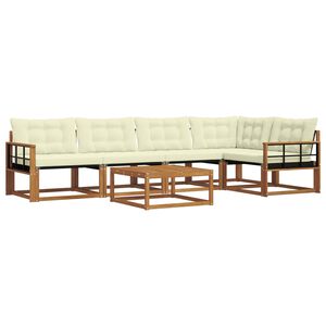 vidaXL Lauko sofos komplektas su pagalve 6 pcs Natūralus ir grietinėlė