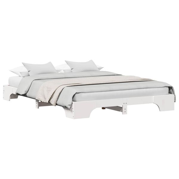 vidaXL Lovos rėmas Balta 160 x 200 cm Kietos pu&scaron;ies mediena