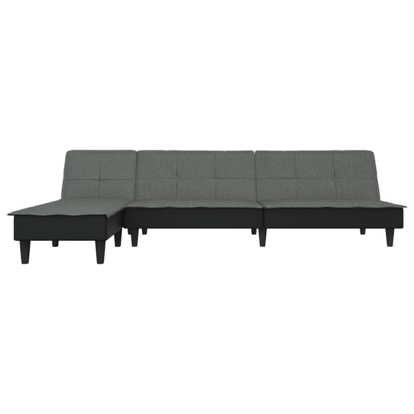vidaXL L formos sofa-lova, tamsiai pilka, 255x140x70cm, audinys