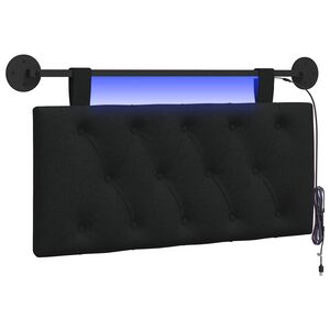vidaXL Pakabinamas lovos galvūgalis Su LED &scaron;viesa Juoda Audinys