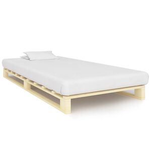 vidaXL Lovos rėmas i&scaron; palečių, 90x200 cm, pu&scaron;ies medienos masyvas