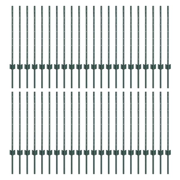 vidaXL Tvorelių stulpai 44 pcs Žalia 120 cm Plienas