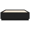 vidaXL Lovos rėmas su LED, juodas, 150x200cm, apdirbta mediena