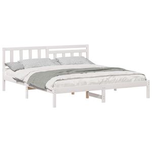 vidaXL Lovos rėmas Balta 200 x 200 cm Kietos pu&scaron;ies mediena