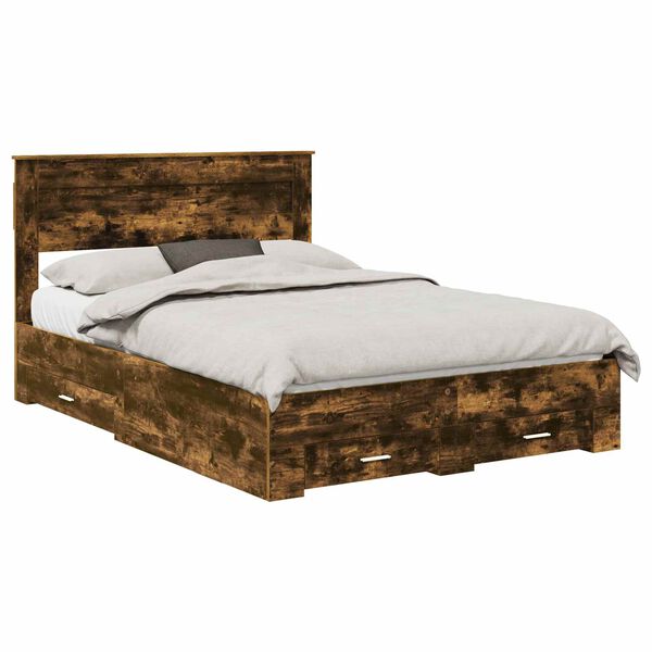 vidaXL Lovos rėmas Rūkyta ąžuolas 150 x 200 cm Apdirbta mediena