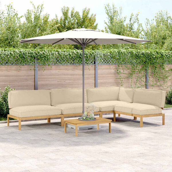 vidaXL Sofos komplektas Paprastas 5 pcs Smėlio Kietos akacijos mediena