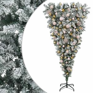 vidaXL Apverstas dirbtinis Kalėdų eglutė su &scaron;akomis 150 cm 150 LED