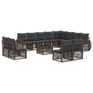 vidaXL Sodo Sofų Rinkinys 13 pcs Pilka ir tamsiai pilka poliratanas
