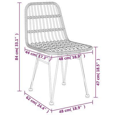 vidaXL Sodo kėdės, 2vnt., 48x62x84cm, PE ratanas