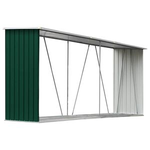 vidaXL Sodo malkinė, žalia, 330x84x152cm, galvanizuotas plienas